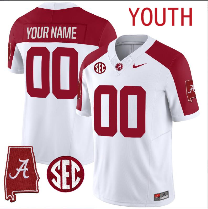Youth Alabama Crimson Tide Vapor Limited white Custom 2024 Nike NCAA Jersey 5->customized nfl jersey->Custom Jersey